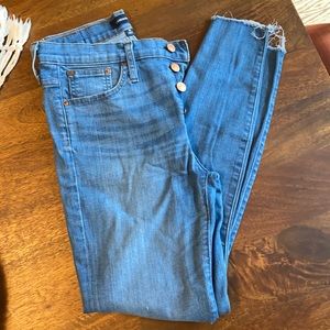 J. Crew 9” high rise toothpick jeans